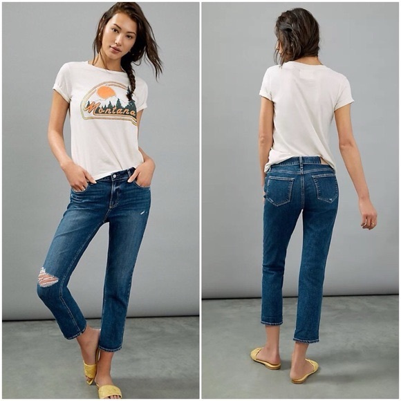 NWT Paige Denim Brigitte H/R Slim Boyfriend Jeans SZ 27 Blaine Destructed Z576 - Picture 1 of 5